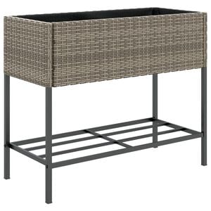 vidaXL Pflanzk&uuml;bel mit Ablage Grau Poly Rattan
