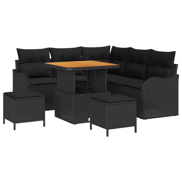 vidaXL Garten-Sofa-Set 8 pcs Schwarz Poly-Rattan