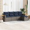 vidaXL 5-tlg. Garten-Sofagarnitur mit Kissen Grau Poly Rattan