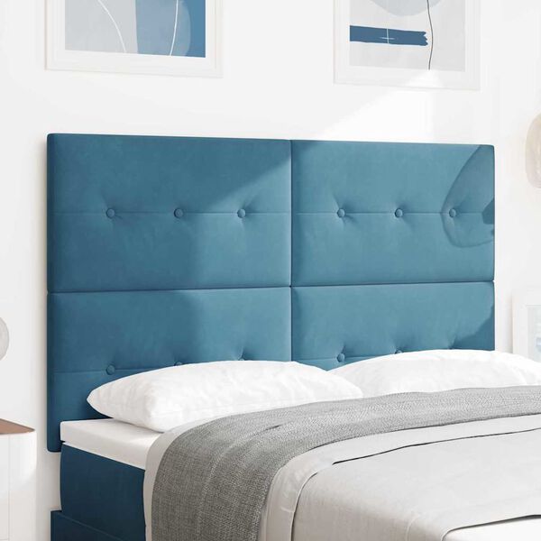 vidaXL LED Kopfteil mit LED-Lichtleisten Blau 160 cm Polyester