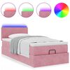 vidaXL Ottomane Bett mit Matratze & LEDs Rosa 80x200 cm Samt
