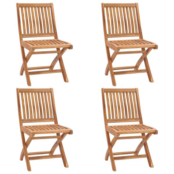 vidaXL Klappbare Gartenst&uuml;hle mit Kissen 4 Stk. Massivholz Teak
