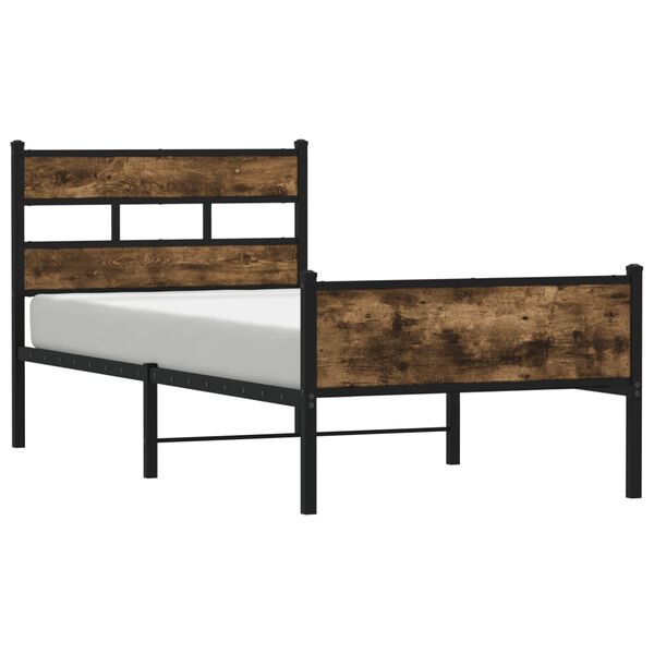 vidaXL Bettgestell ohne Matratze R&auml;uchereiche 75x190 cm Holzwerkstoff