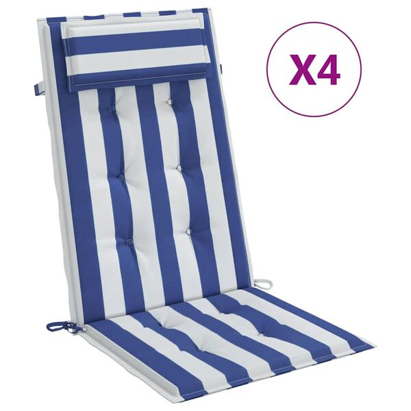 vidaXL Hochlehner-Auflagen 4 Stk. Blau & Wei&szlig; Gestreift Oxford-Gewebe