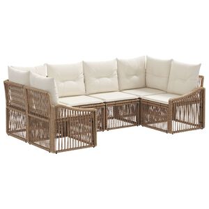 vidaXL Gartensofa-set 6 stk. 6-Sitzanzahl Beige Poly-Rattan