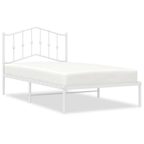 vidaXL Bettgestell mit Kopfteil Metall Wei&szlig; 100x190 cm