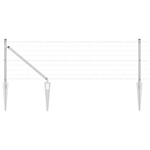 vidaXL Zaun mit Pfosten Silber 0,8 x 25 m Stahl