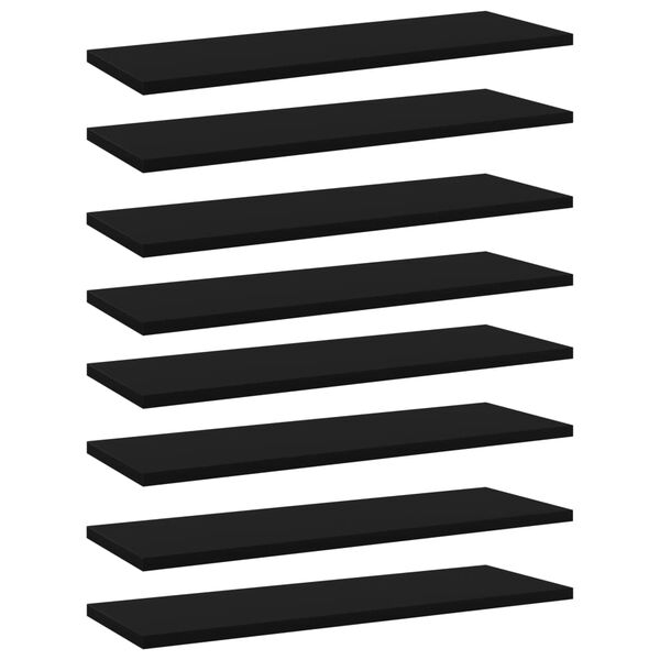 vidaXL B&uuml;cherregal-Bretter 8 Stk. Schwarz 60x20x1,5 cm Holzwerkstoff