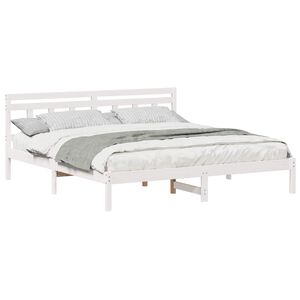 vidaXL Bettrahmen Wei&szlig; 200 x 200 cm Massives Kiefernholz