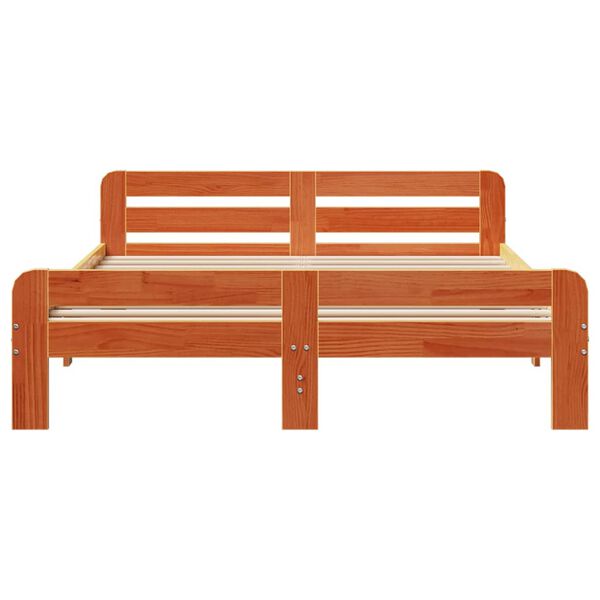 vidaXL Massivholzbett ohne Matratze Wachsbraun 140x200 cm Kiefernholz