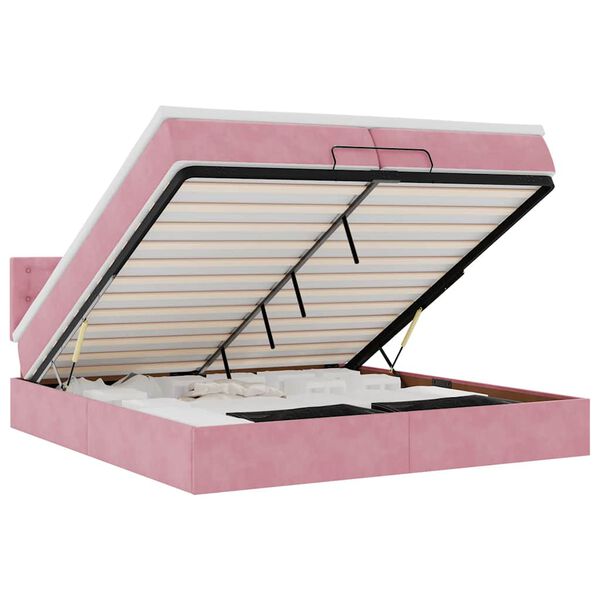 vidaXL Ottoman-Bett mit Matratzen & LEDs Rosa 200x200 cm Samt