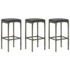 vidaXL Barhocker mit Kissen 3 Stk. Grau Poly Rattan