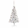 vidaXL K&uuml;nstlicher Weihnachtsbaum Beleuchtung & Kugeln Silber 120 cm