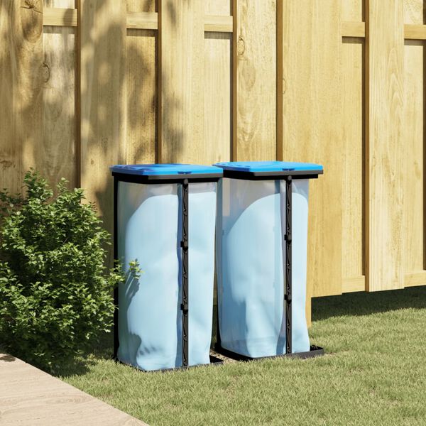 vidaXL M&uuml;llsackst&auml;nder 2 Stk. Schwarz und Blau 60 L PP
