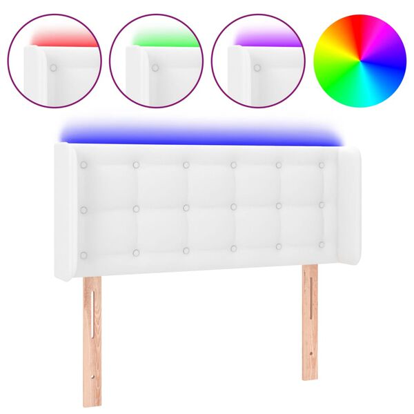 vidaXL LED Kopfteil Wei&szlig; 83x16x78/88 cm Kunstleder