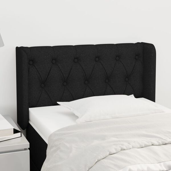 vidaXL Kopfteil mit Ohren Schwarz 83x16x78/88 cm Stoff