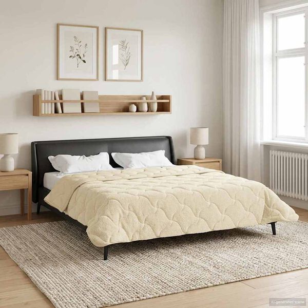 vidaXL Sommerdecke Creme 200 x 220 cm Mikrofaser und Teddy-Fleece