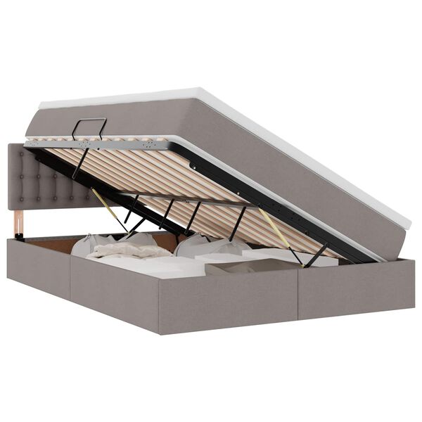 vidaXL Bett mit Stauraum und LED mit Matratze Taupe 140 x 200 cm Stoff