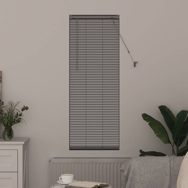 vidaXL Fensterjalousie mit Vorh&auml;ngen Silber Aluminium