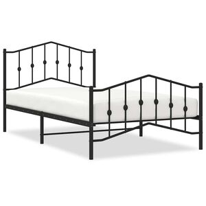 vidaXL Bettgestell mit Kopf- und Fu&szlig;teil Metall Schwarz 100x200 cm