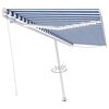 vidaXL Markise Manuell Einziehbar mit LED 500x300 cm Blau Wei&szlig;