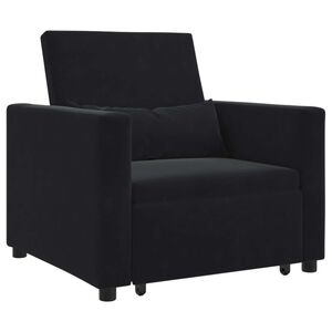 vidaXL Einzel-Schlafsofa mit R&auml;dern Schwarz 90 x 165 x 87 cm Samt