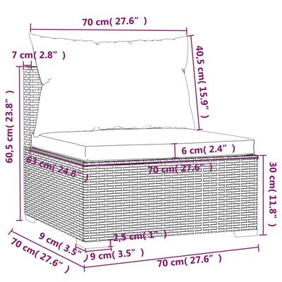 vidaXL 12-tlg. Garten-Lounge-Set mit Kissen Braun Poly Rattan