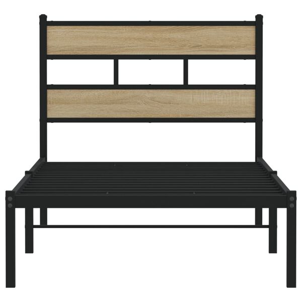 vidaXL Metallbett ohne Matratze Sonoma-Eiche 80x200 cm