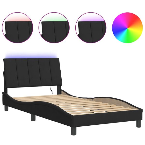 vidaXL Bettgestell mit LED ohne Matratze "Hanko" Schwarz 100x200 cm Samt