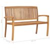 vidaXL Stapelbare Gartenbank mit Auflage 128,5 cm Massivholz Teak