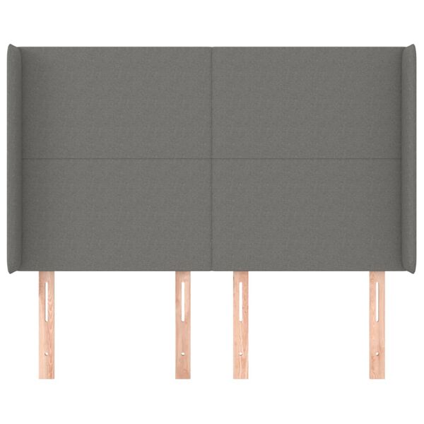vidaXL Kopfteil mit Ohren Dunkelgrau 147x16x118/128 cm Stoff