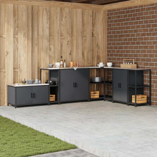 vidaXL K&uuml;chenaufbewahrung mit Regal Anthrazit 60 x 50 x 92 cm Stahl