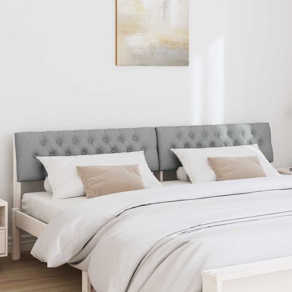 vidaXL Gepolstertes Kopfteil Hellgrau 200 cm Massives Kiefernholz