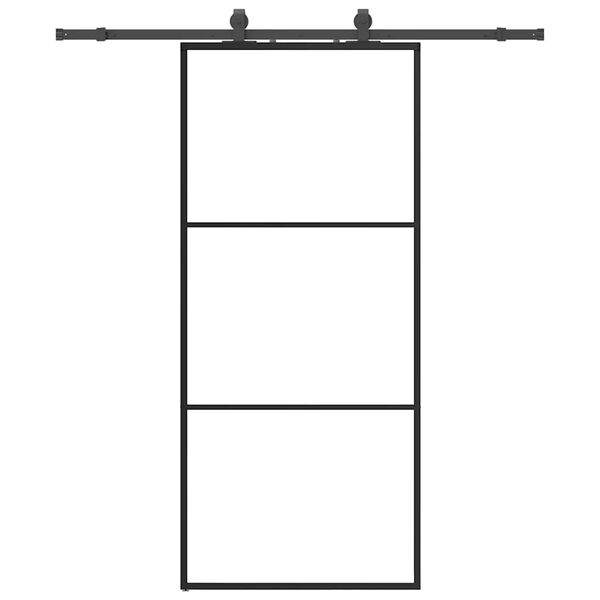 vidaXL Schiebet&uuml;r mit Beschlag Schwarz 90x205 cm ESG-Glas