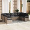 vidaXL Gartensofa-set mit Kissen mit Speicher 9 pcs Grau Poly-Rattan