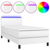 vidaXL Boxspringbett mit Matratze & LED Wei&szlig; 80x200 cm Kunstleder