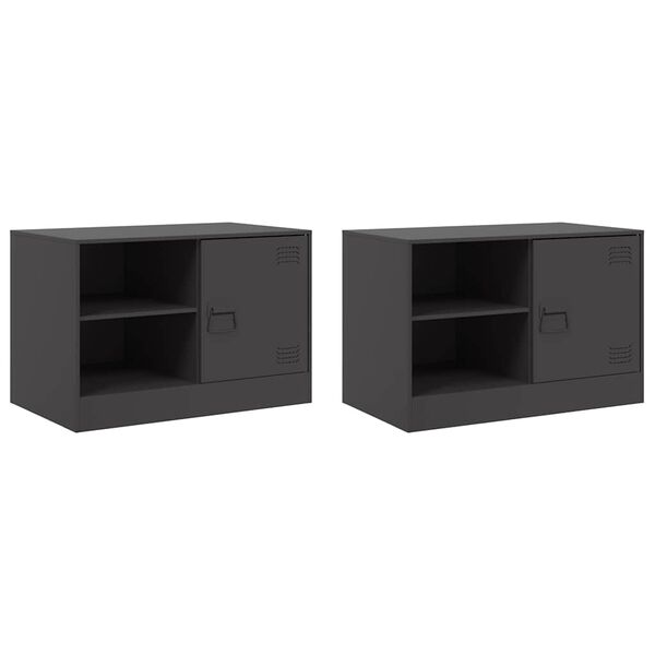 vidaXL TV-Schr&auml;nke 2 Stk. Schwarz 67x39x44 cm Stahl