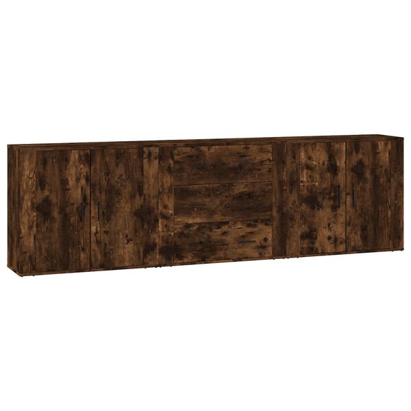 vidaXL Sideboards 3 Stk. R&auml;uchereiche Holzwerkstoff