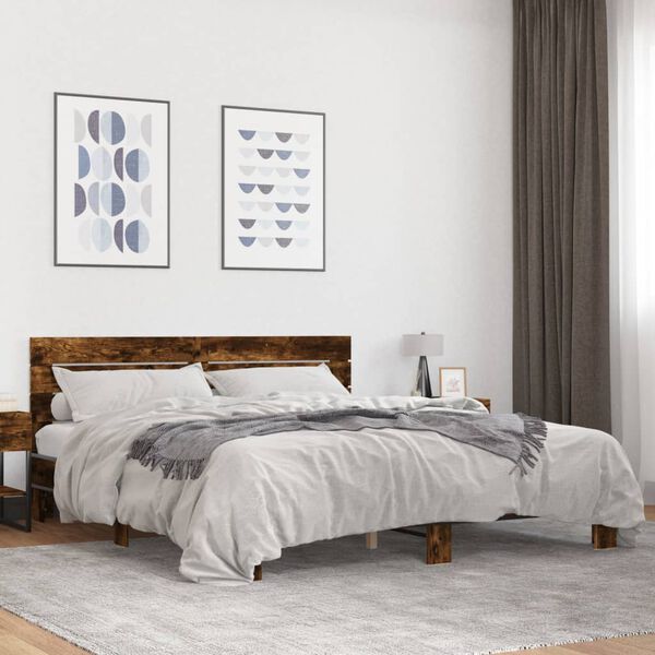vidaXL Bettgestell R&auml;uchereiche 180x200 cm Holzwerkstoff und Metall