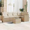 vidaXL 6-tlg. Garten-Sofagarnitur mit Kissen Beige Poly Rattan