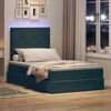 vidaXL Bett mit Stauraum und LED mit LED Dunkelgr&uuml;n 120 x 200 cm Samt