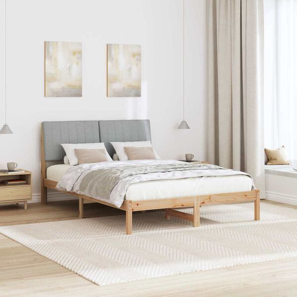 vidaXL Bettrahmen Hellgrau 140 x 200 cm Massives Kiefernholz