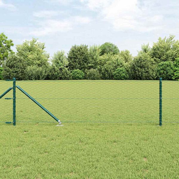 vidaXL Zaunpfosten Gr&uuml;n 50 x 0,8 m (36 mm Maschen) Stahl und PVC