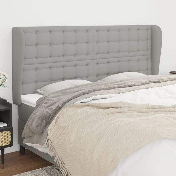 vidaXL Kopfteil mit Ohren Hellgrau 163x23x118/128 cm Stoff