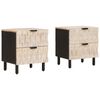 vidaXL Nachttisch 2 stk. Wei&szlig; 40 x 33 x 46 cm Massivholz Mango