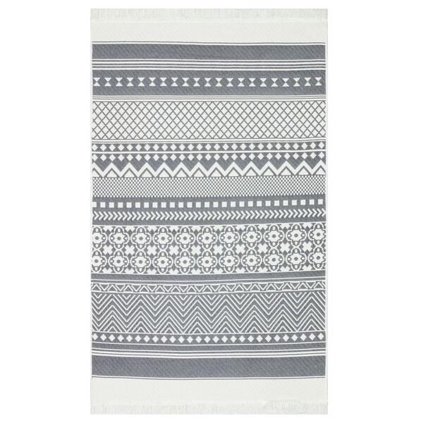vidaXL Teppich Grau und Wei&szlig; 120x180 cm Baumwolle