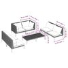 vidaXL 7-tlg. Garten-Lounge-Set mit Kissen Poly Rattan Dunkelgrau