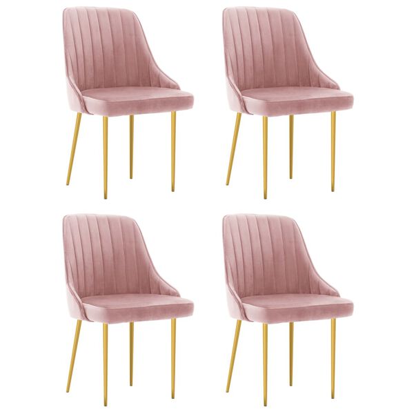 vidaXL Esszimmerst&uuml;hle 4 Stk. Rosa Samt