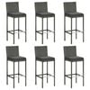 vidaXL Barhocker mit Kissen 6 Stk. Grau Poly Rattan