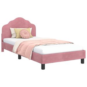 vidaXL Kinderbettgestell mit Kopfteil Rosa 80 x 200 cm Samt
